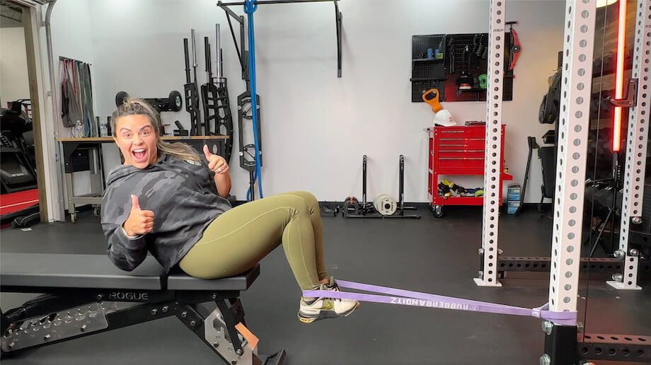 seated hamstring curls with theraband