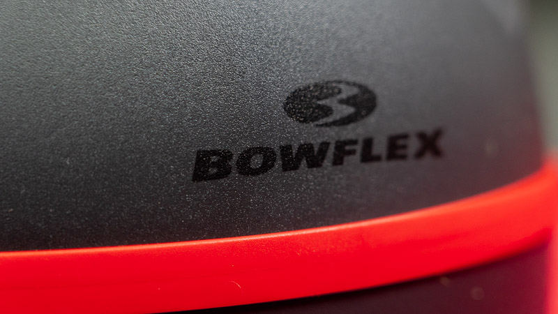 Bowflex logo on the side of the kettlebell.
