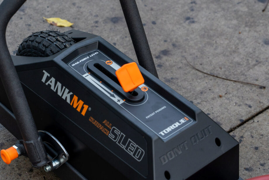 TANK M1 Sled showing the force level lever.