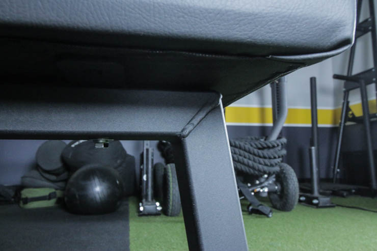 Vinyl padding attached to frame of Rogue Flat Utility Bench 2.0