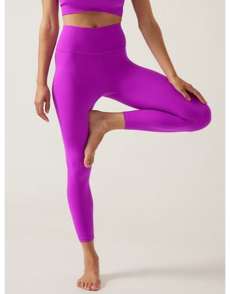 Athleta Skinny Yoga Workout Leggings Sz S Purple Tights Mid Calf