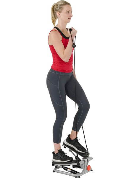 Mini Stepper for Exercise, Stair Stepper with Resistance Band and Calories  Count