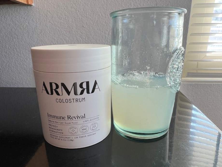 ARMRA colostrum mixed in water