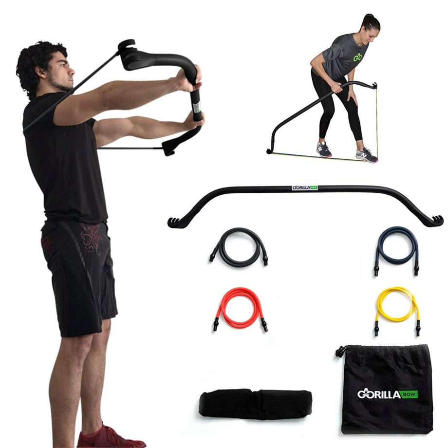 EVO Gym - Portable Home Gym Strength Training Equipment, at Home Gym | All  in One Gym - Resistance Bands, Base Holds Gym Bar & Handles for Travel 