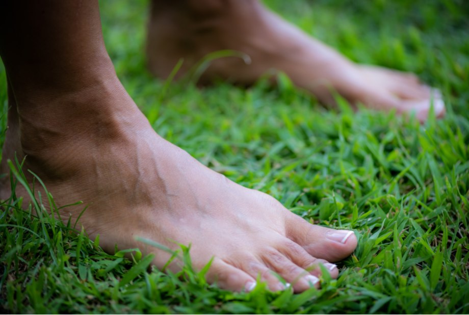 Bare feet in grass