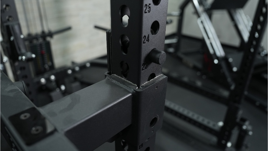 Close up of an upright on the Bells of Steel Manticore Power Rack