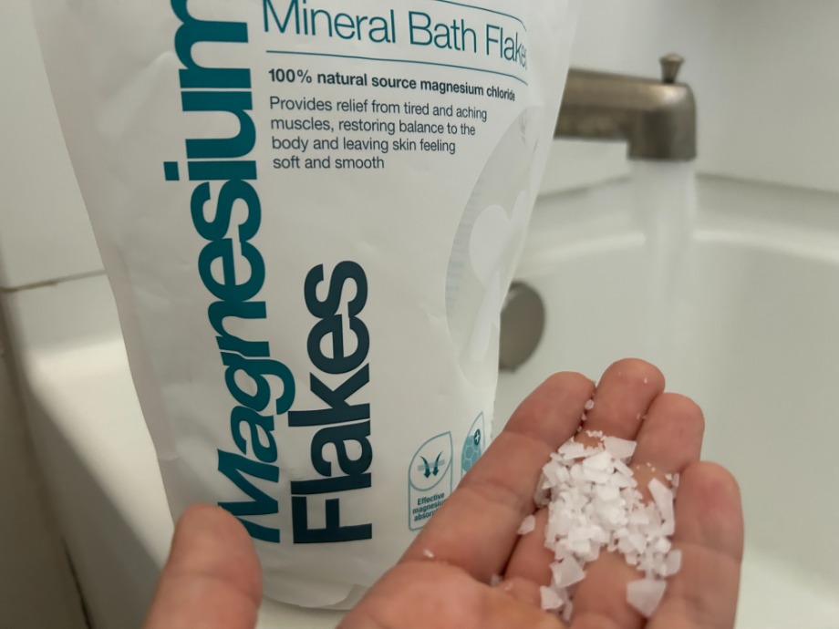 BetterYou magnesium flakes in hand