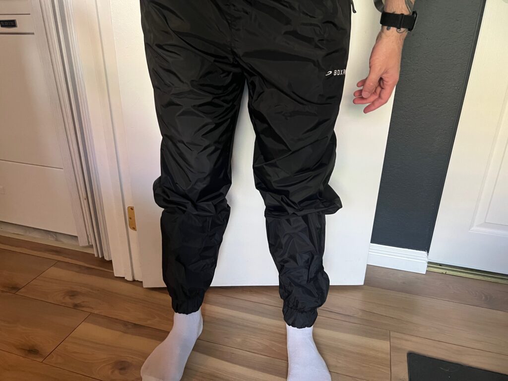 Man wearing the Boxraw Sauna Suit pants