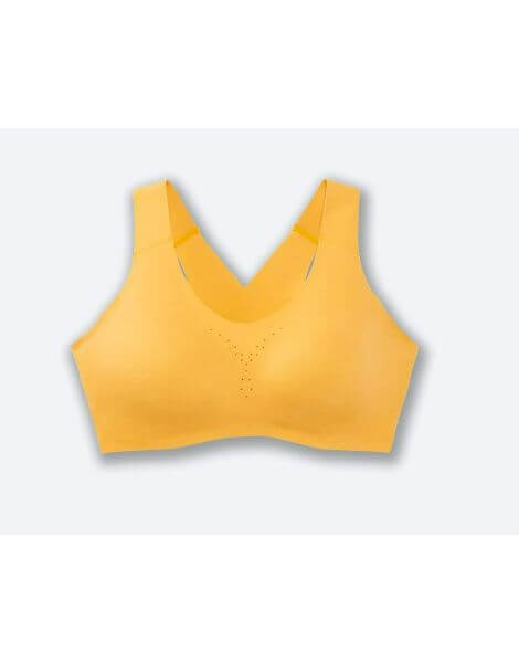 Yellow Blue Sports Bra, Colorful Vertical Stripe Women's Workout