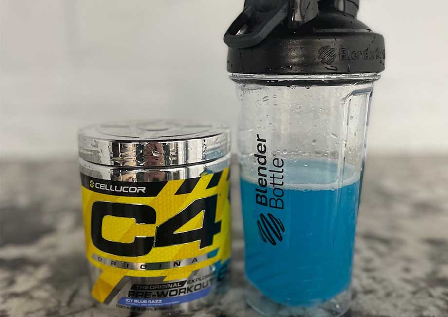 Cellucor C4 Pre-Workout and shaker.