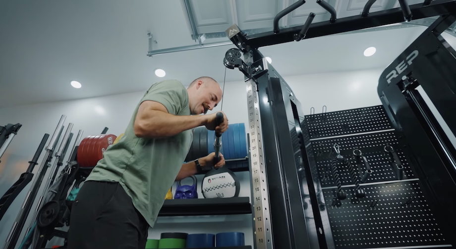 GGR founder Coop Mitchell performs triceps pushdowns on the REP Arcadia Max Functional Trainer