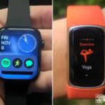 A collage of the Apple Watch Series 9 and Fitbit Charge 6