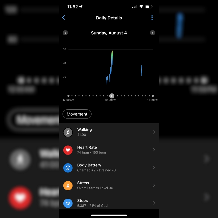 Garmin Venu connect stats