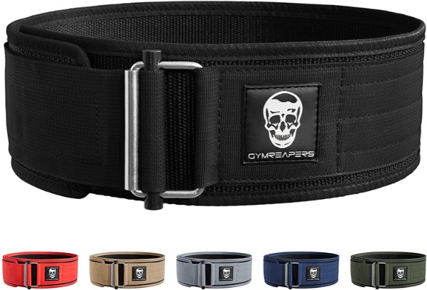 Gymreapers Quick Locking Weightlifting Belt for Bodybuilding, Powerlifting,  Cross Training - 4 Inch Neoprene with Metal Buckle - Adjustable Olympic