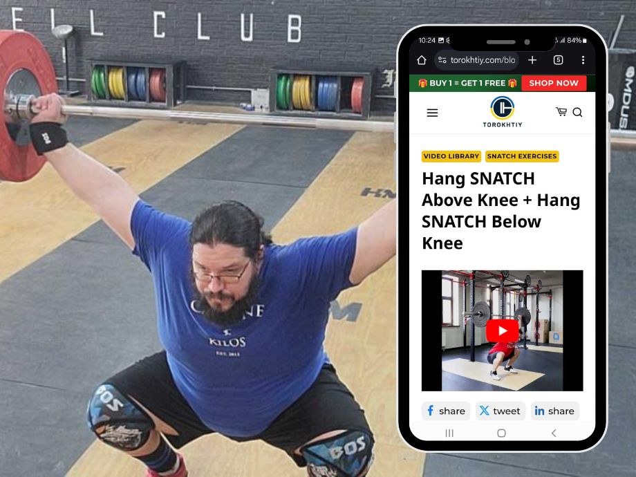 Man performing a hang snatch complex after receiving instruction in the Torokhtiy Weightlifting Program review