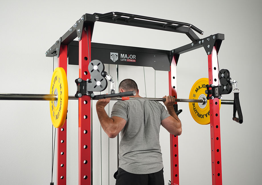 Fitness Reality Squat Rack Combo with Lat Pull-Down and Cable Cross Over  Attachment