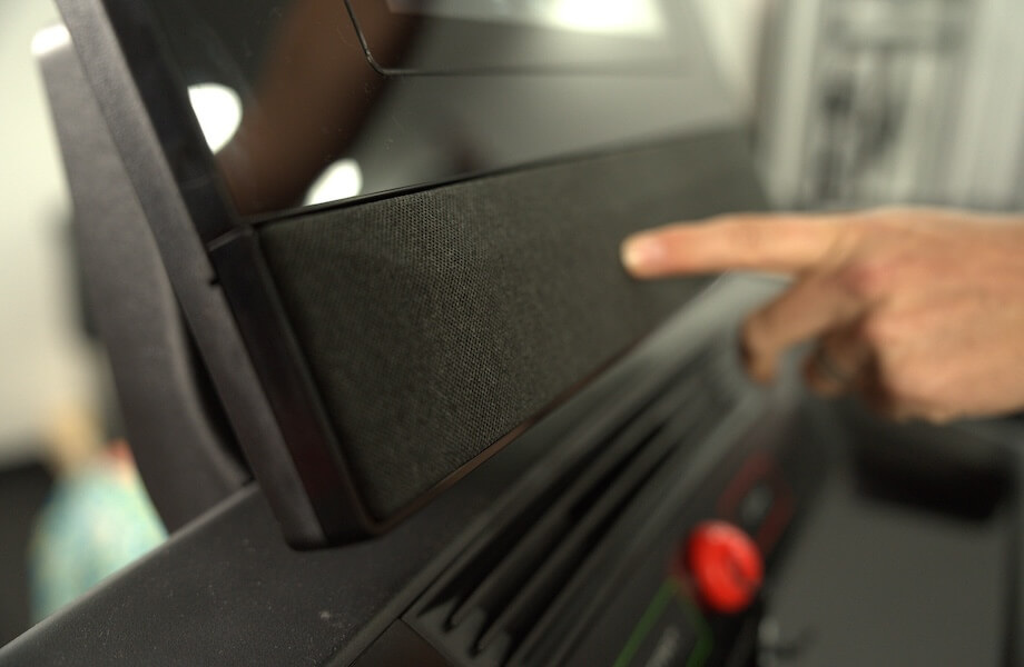 The built-in speakers featured on the NordicTrack T Series 10 Treadmill console