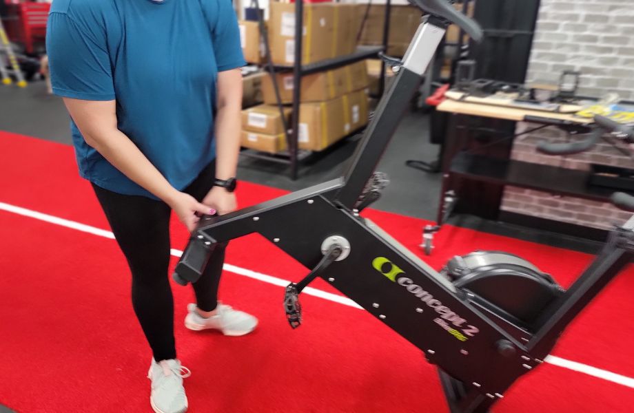 A person moving the Concept2 BikeErg