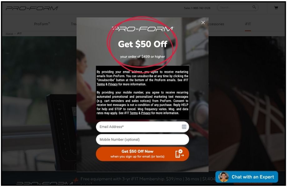 ProForm promo code for first time customers screenshot