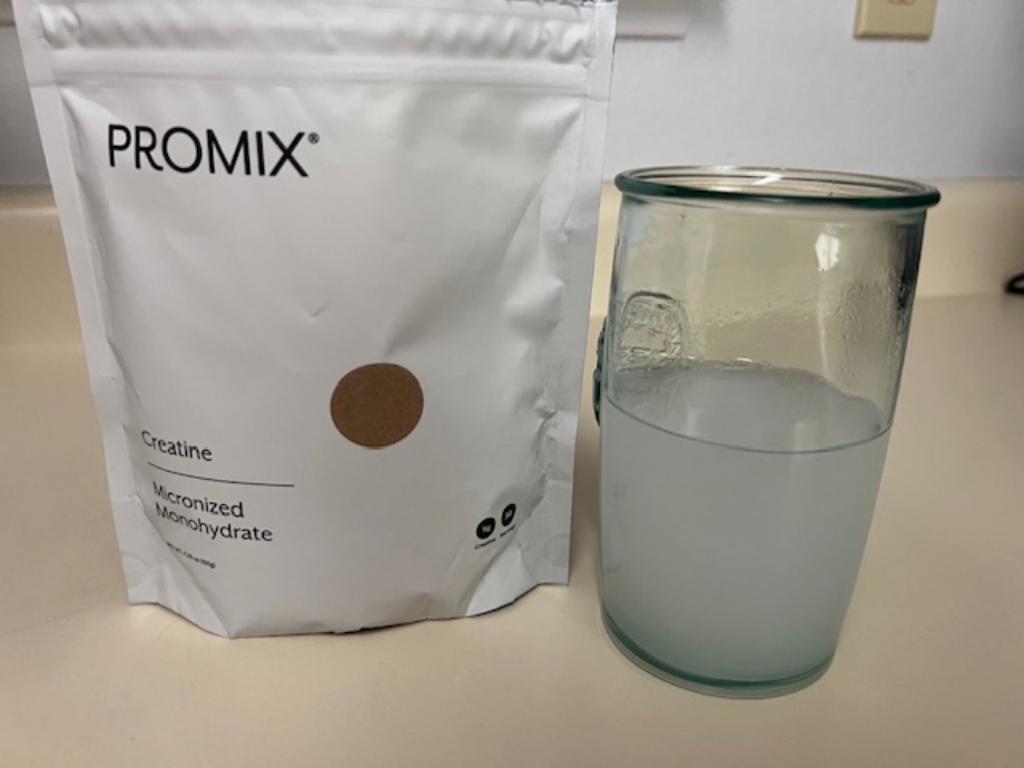 Promix creatine monohydrate mixed into water