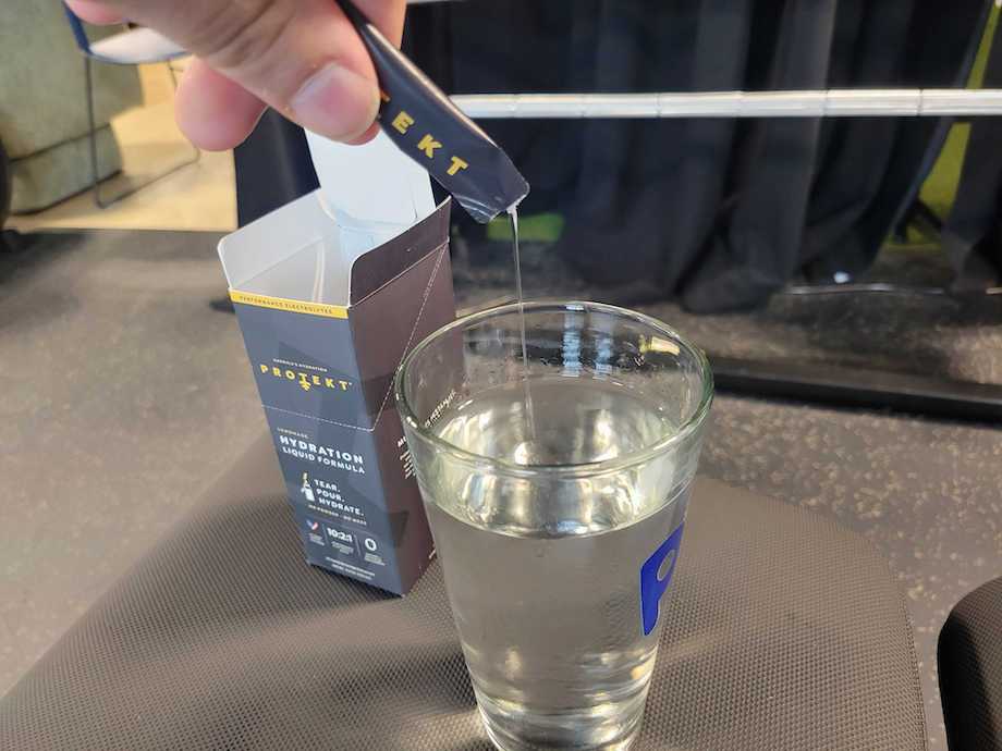 An image of Protekt liquid electrolytes in a glass