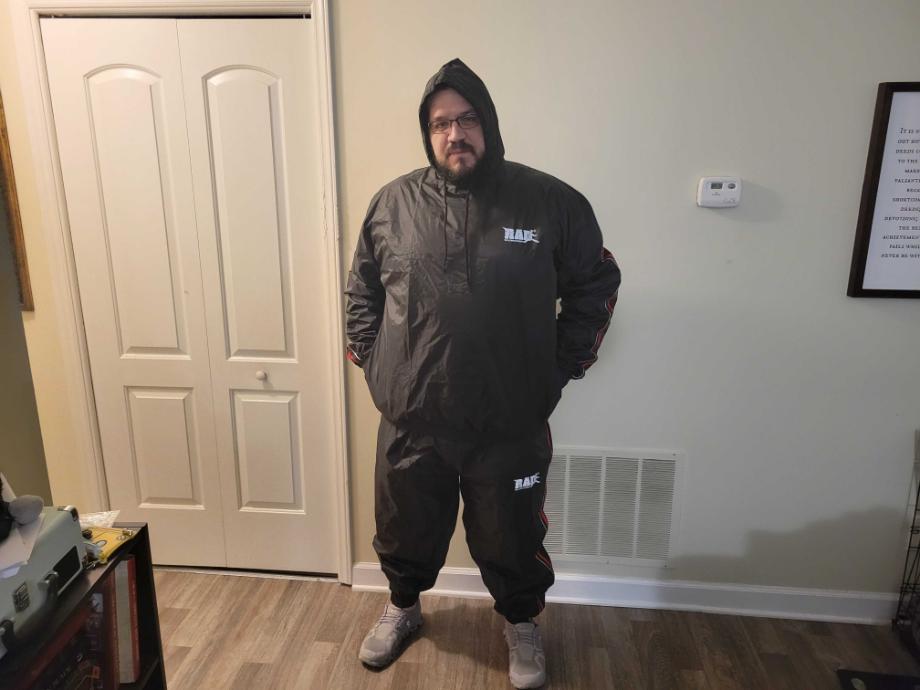 Man wearing the RAD Sauna Suit