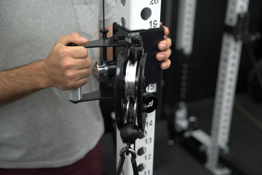 Man adjusting the trolley on the REP Ares 2.0