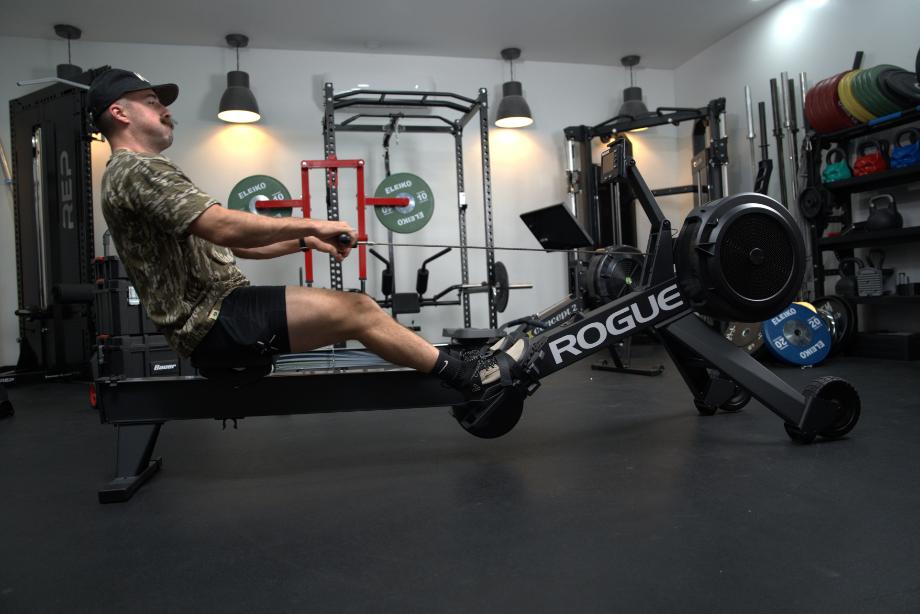 Man rowing using the Rogue Echo Rower