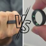 Image of a person using the Oura Ring next to a hand holding the Samsung Galaxy Ring for the Samsung Ring Vs Oura comparison