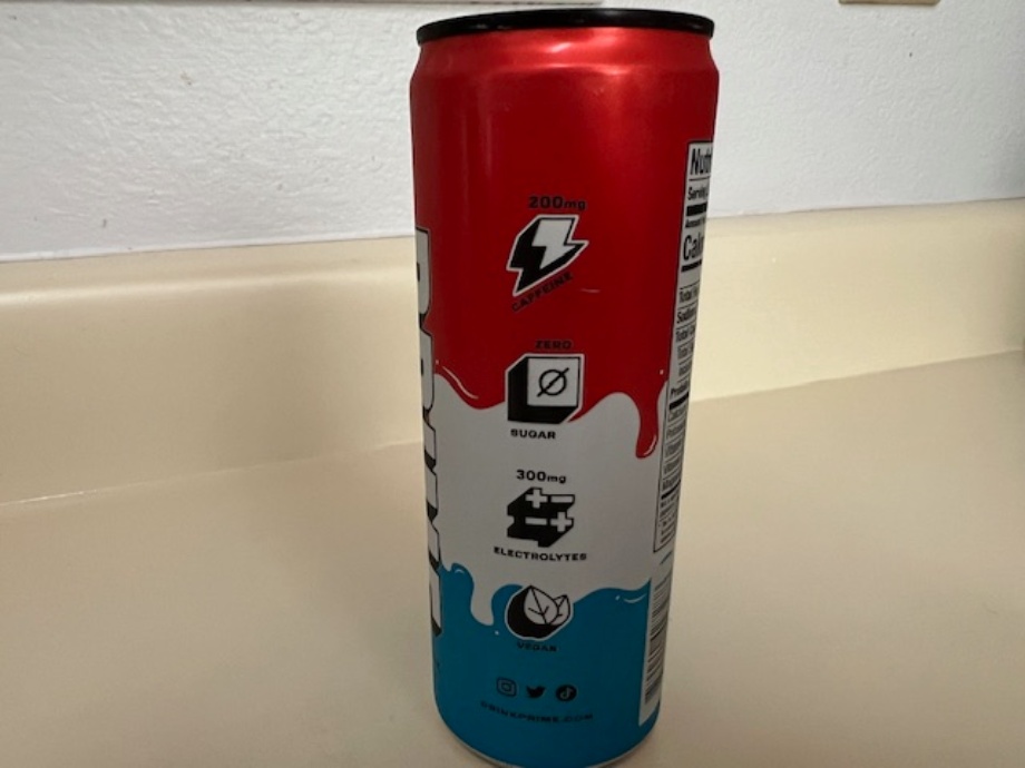 Side view of a can of Prime Energy Drink