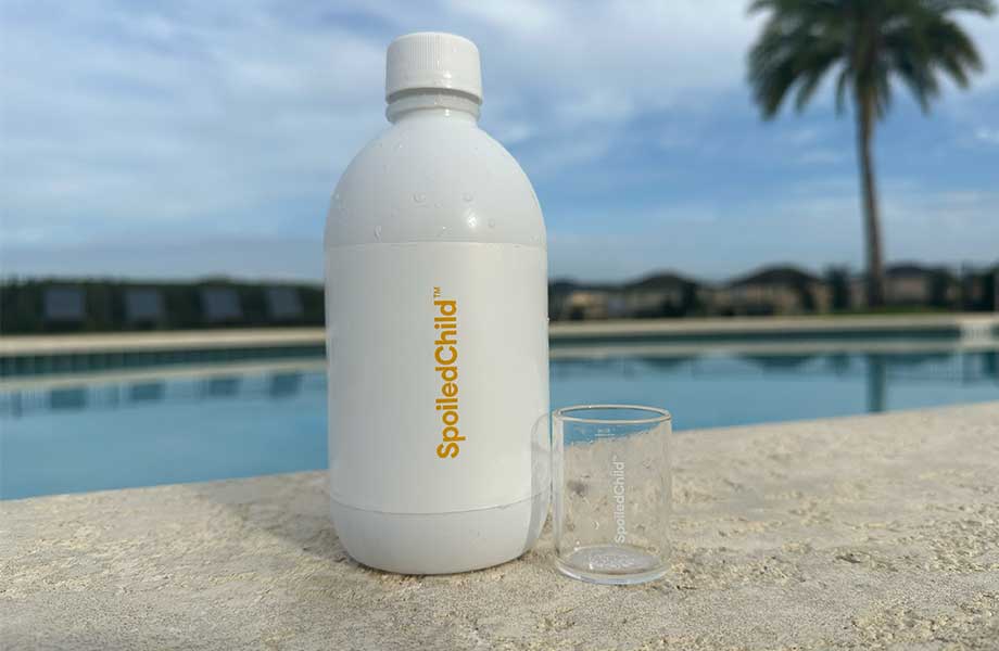 A bottle of SpoiledChild E27 Extra Strength Liquid Collagen.