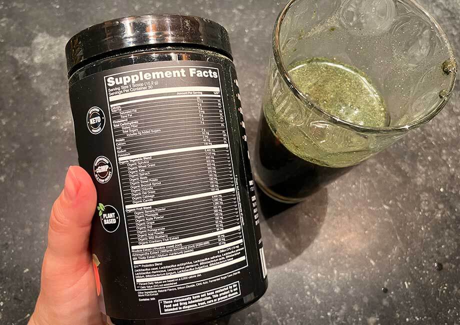 Supplement Facts Label For Jocko Greens