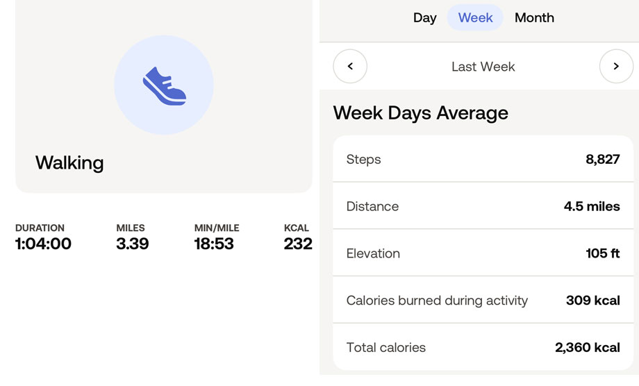 Metrics screenshots in the Withings Scanwatch Light app.